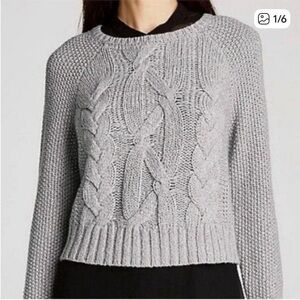 Eileen Fisher Light Gray Cable Knit Sweater
